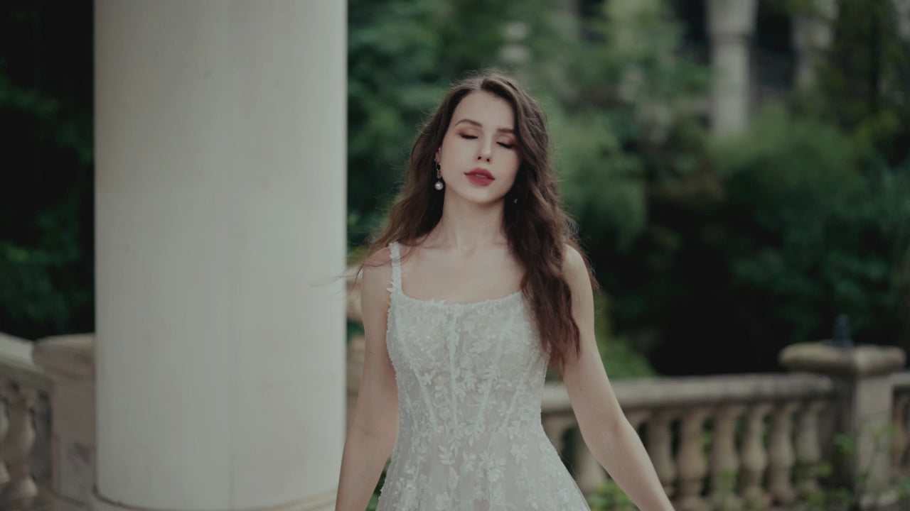 Wedding Dress Strapless Lace with Belt and Detachable Bow