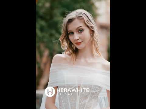 Wedding Dress Plunging V-Neck Beaded Crepe Fit and Flare