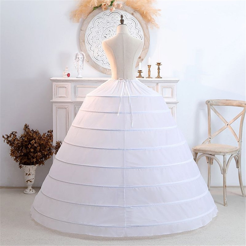Hoop Skirt White Puffy 8 Hoops Petticoat For Ball Gowns, Elevate your wedding or quinceanera dress to new heights with our White Puffy 8 Hoops Petticoat! Ma