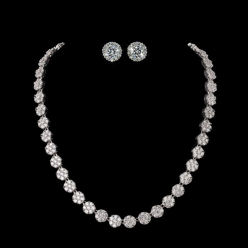 Cubic Zirconia Necklace Earring Jewelry Set Wedding Bridal Accessory, Indulge in the pure elegance of this AAA+ Cubic Zirconia necklace and earring set,