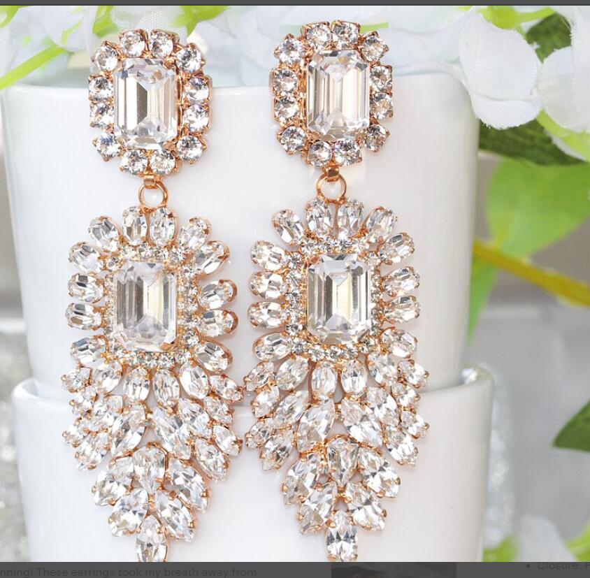 Crystal Rhinestone Party Earrings Dangle Drop Jewelry Accessories, Sparkle and shine at any special event with our Dramatic Crystal Dangle Rhinestone Earrings!