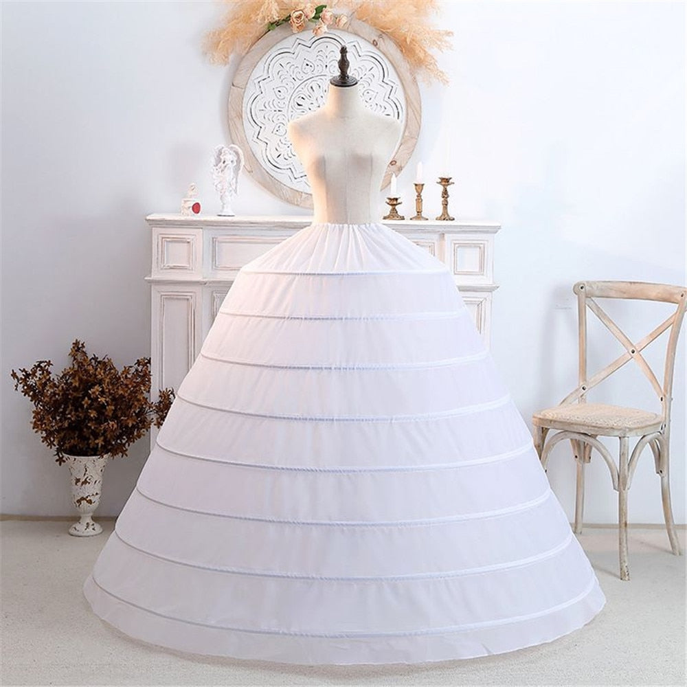 |14:29|3256802772206015-Hoop Skirt White Puffy 8 Hoops Petticoat For Ball Gowns, Elevate your wedding or quinceanera dress to new heights with our White Puffy 8 Hoops Petticoat! Ma