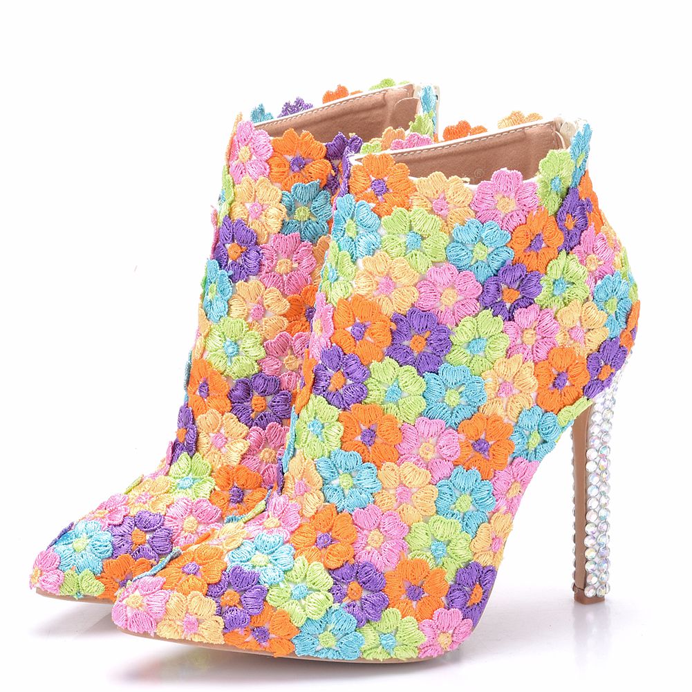 Botas de fiesta de encaje blanco de moda sexy Crystal Queen
