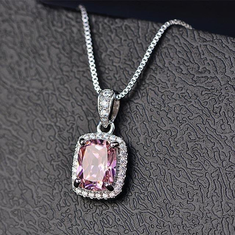 Large Cubic Zirconia Pendant Necklace Oversized Gem Jewelry Accessory, Trendy oversized cubic zirconia pendant necklace featuring