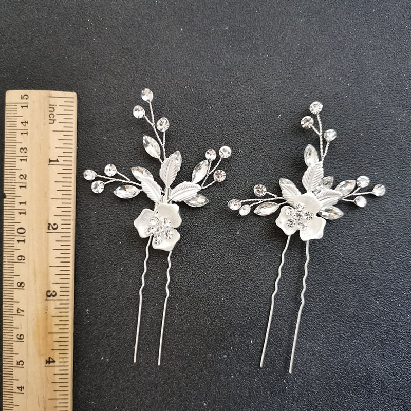 Bridal Hair Accessory Handmade Austrian Crystal Wedding Head Pins, Elevate your bridal look with our Handmade Golden Austrian Crystals