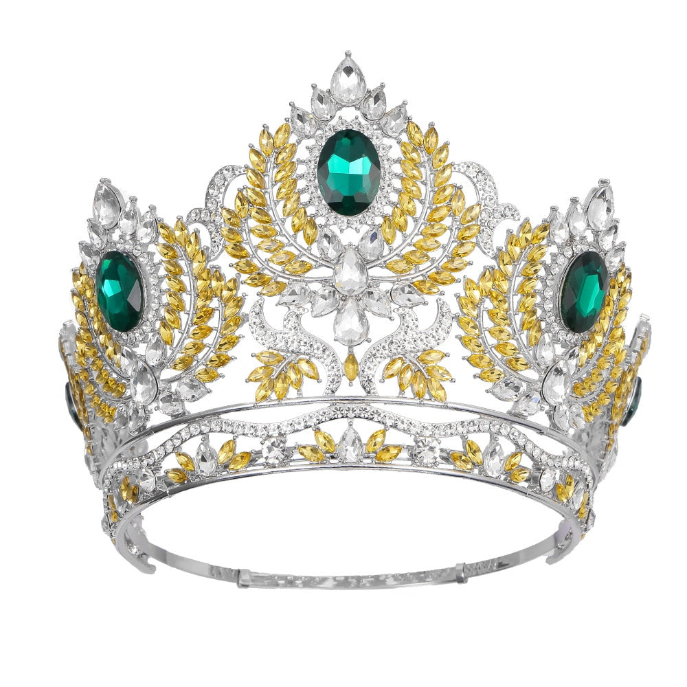 Pageant Tiara European Crystal Round Crown Hair Accessory,  This stunning pageant crown is perfect for making your beauty queen entrance.