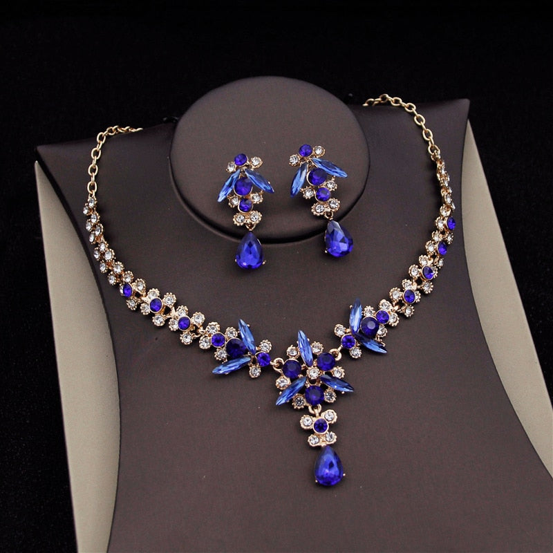 Crystal Party Jewelry Sets Pendant Necklace & Matching Earrings, Indulge in the opulence of Dramatic Crystal Jewelry Sets. These exquisite sets feature sparkling crystal necklace and earrings 