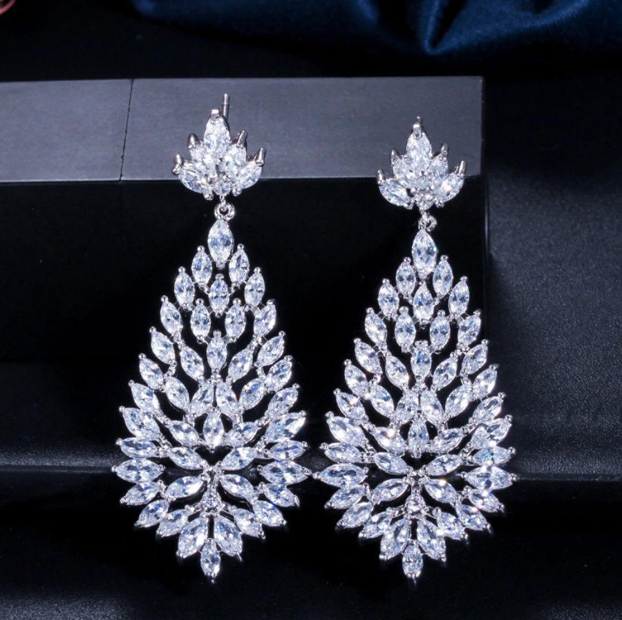 Cubic Zirconia Wedding Earrings Fashion Bridal Jewelry Accessory