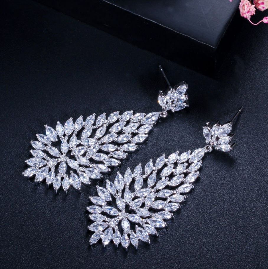Cubic Zirconia Wedding Earrings Fashion Bridal Jewelry Accessory