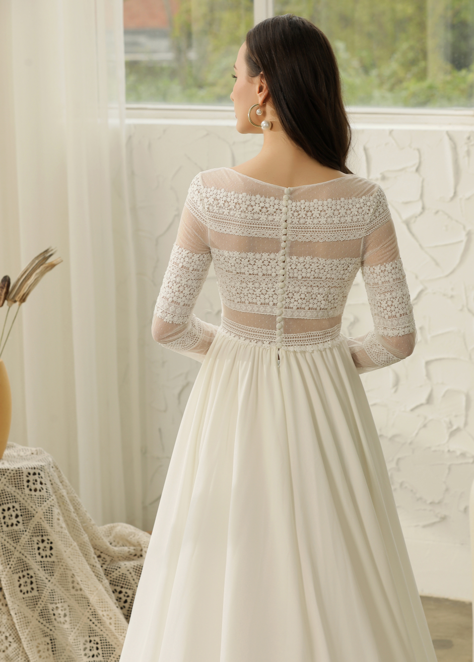 Wedding Dress Long Sleeve Lace A-line Boho Bridal Gown