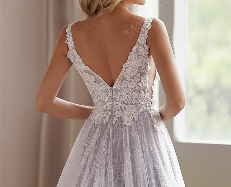 lavender lace wedding dress Ivory Lavender Tulle Wedding Gown with Floral Lace Bodice loveangeldress