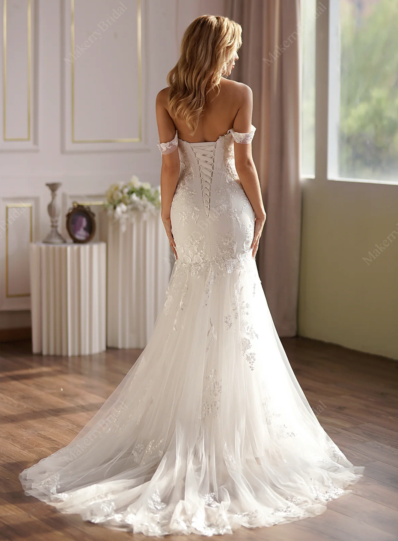 Wedding Dress Floral Sequined Mermaid Bridal Gown With Train,  A floral sequined mermaid bridal gown has glam aplenty. What about a sexy nod to the romantic sweetheart neckline