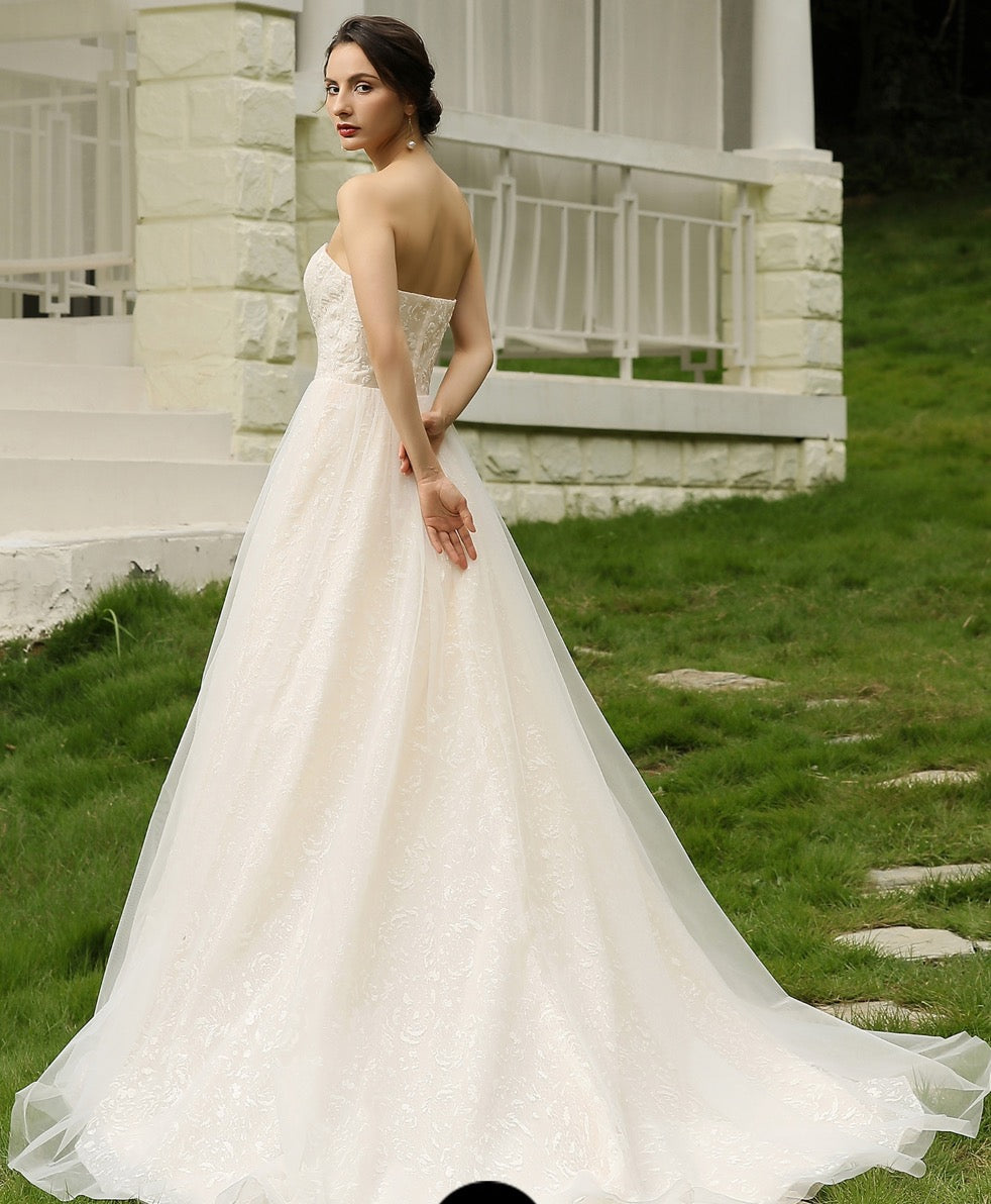 Wedding Dress Sequins Lace A Line Bridal Gown