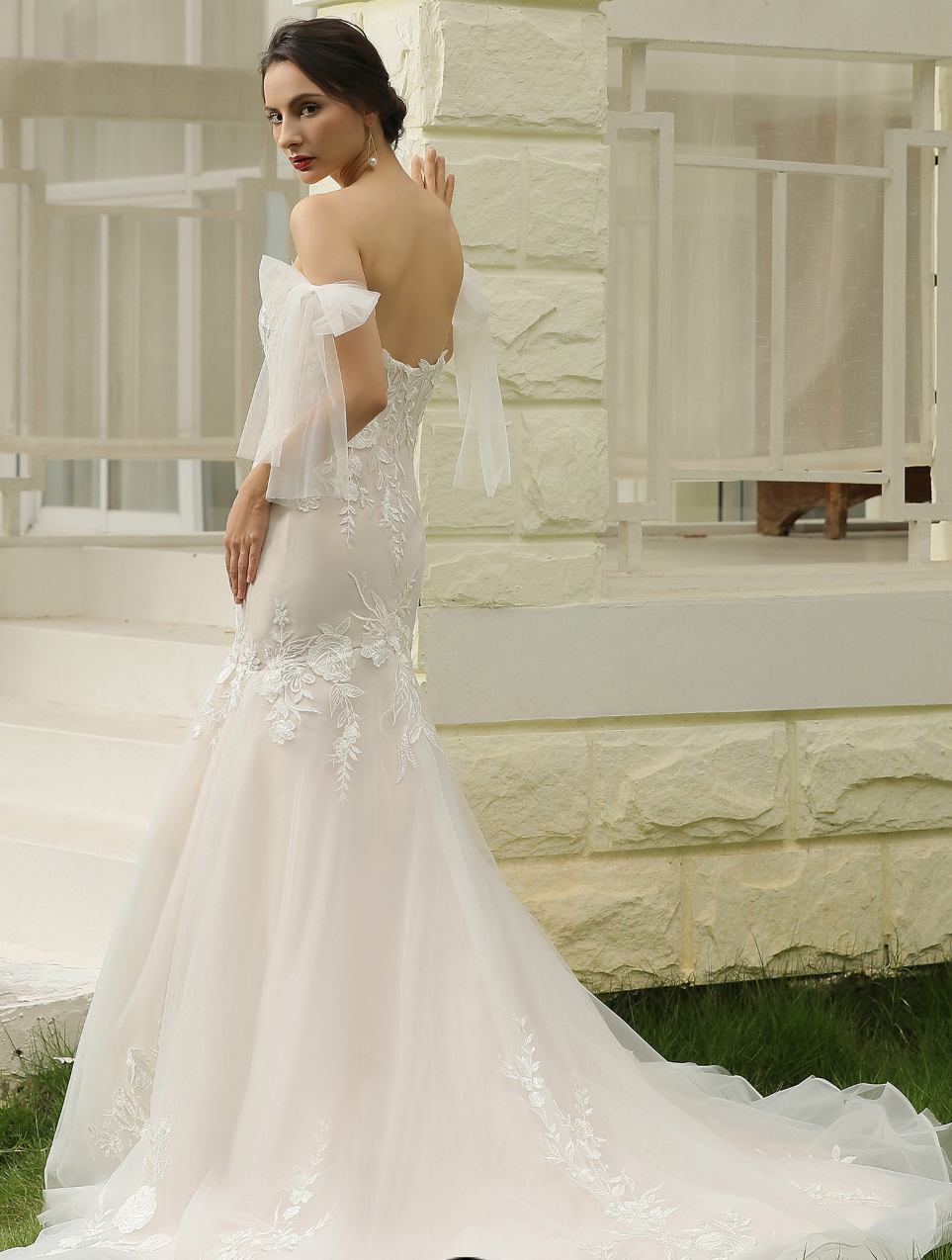 Wedding Dress Lace Mermaid With Detachable Tulle Straps