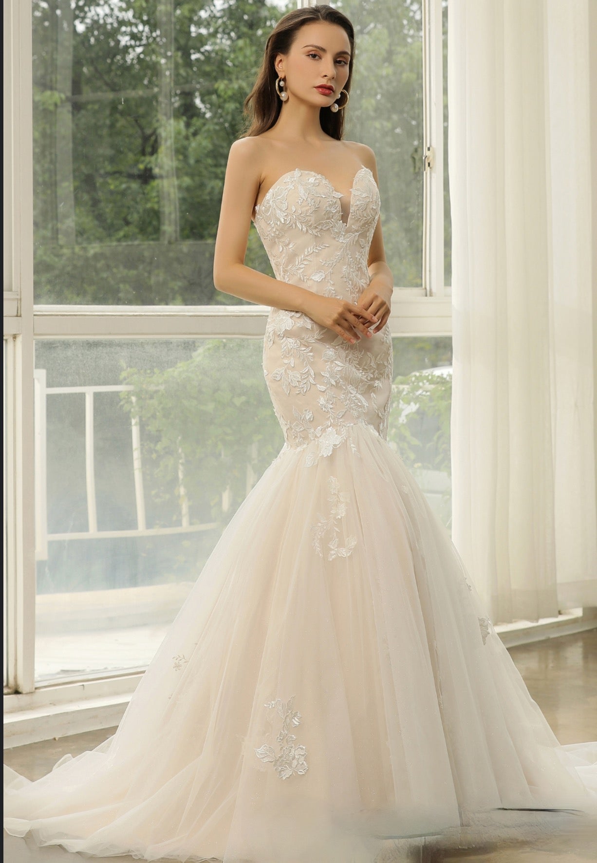 Wedding Dress Sweetheart Lace Tulle Mermaid Gown