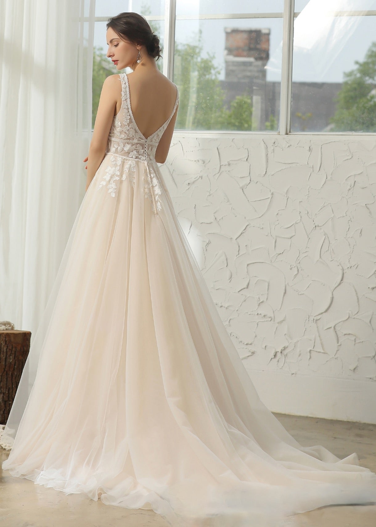 Wedding Dress Bohemian Floral Lace A Line Gown