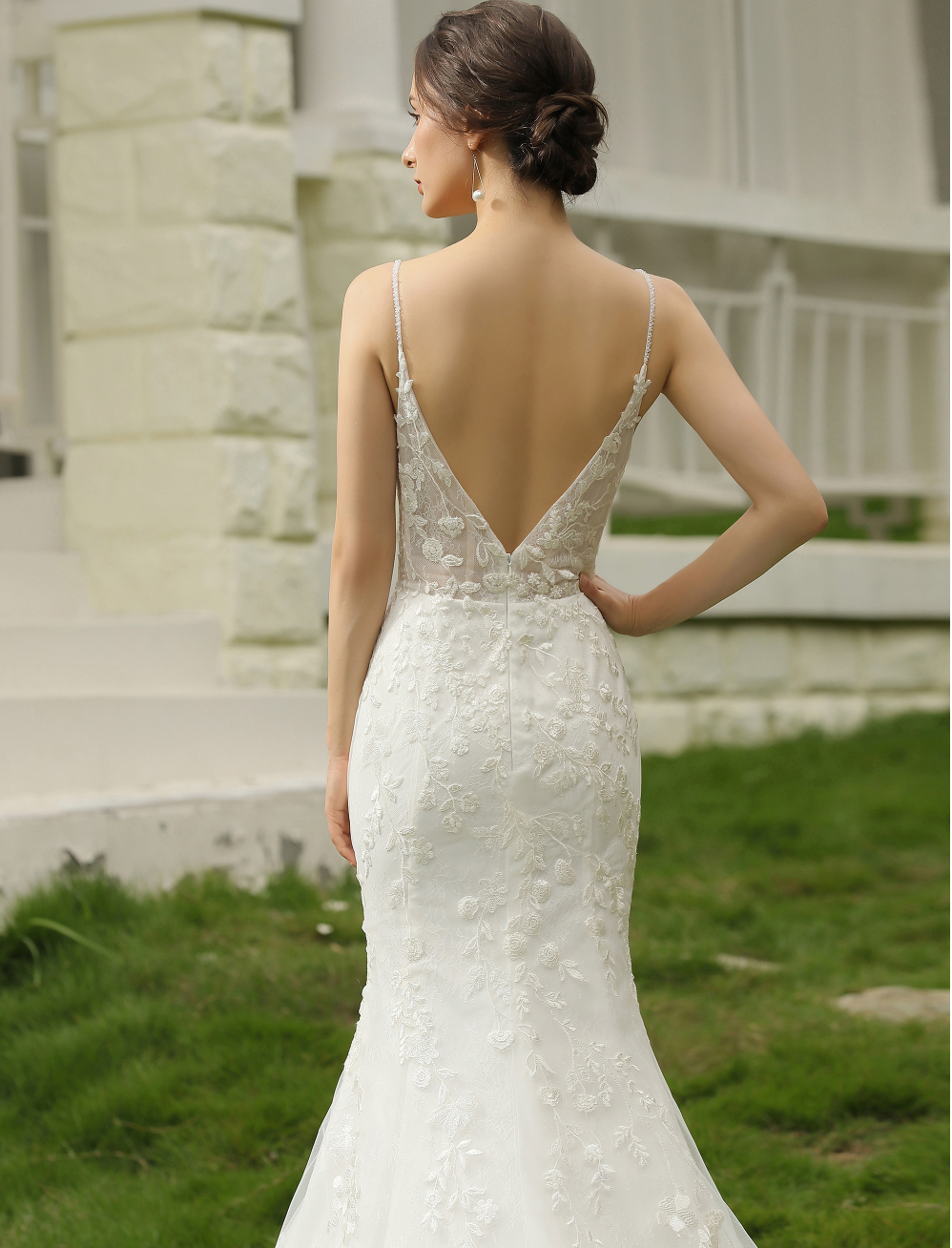 Wedding Dress Beading Strap Fit To Flare A Line Mermaid Gown