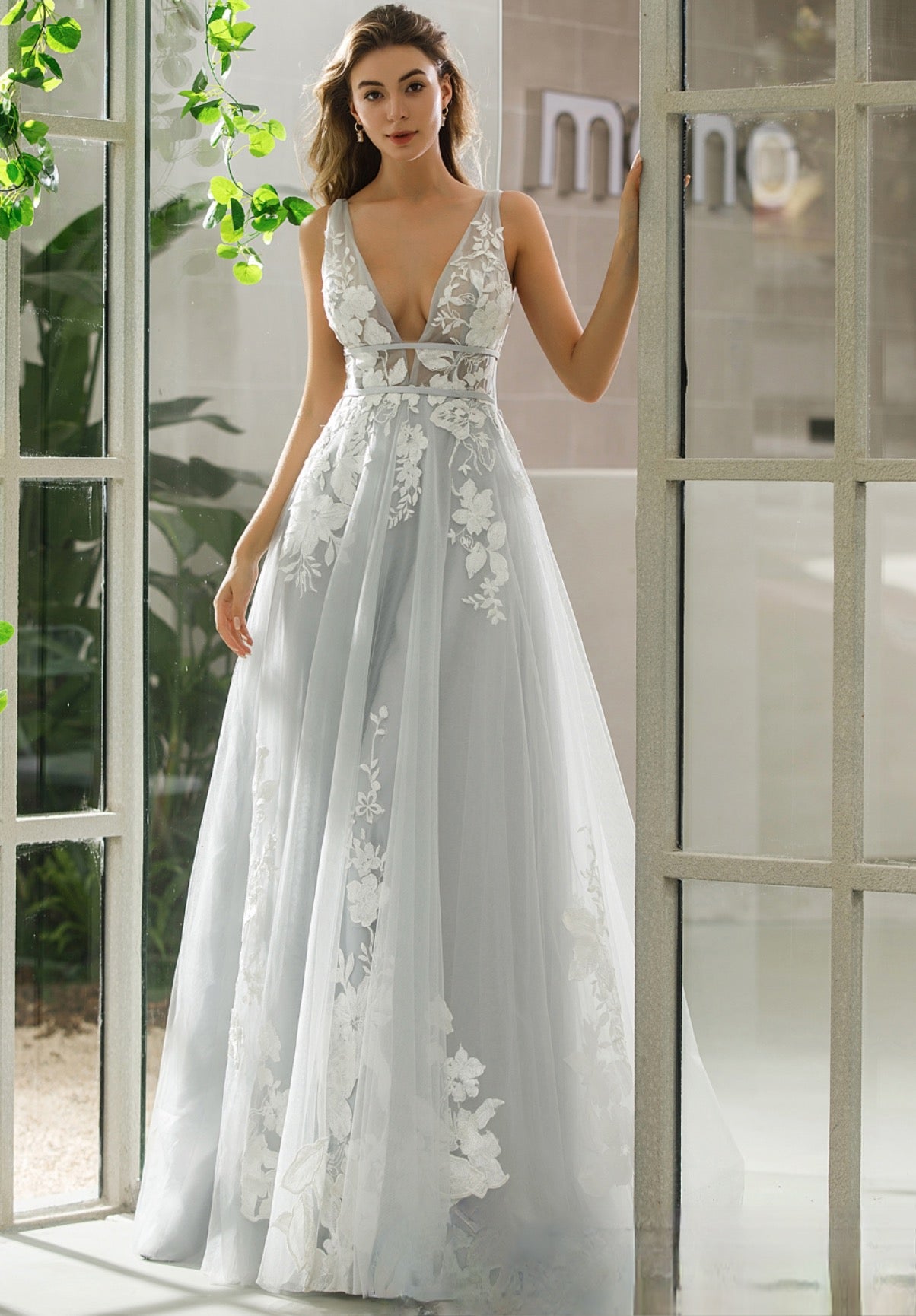 Wedding Dress Satin Floral Lace Bridal Gown, For the romantic at heart, this dress is the ultimate wedding dress adorned with floral motifs