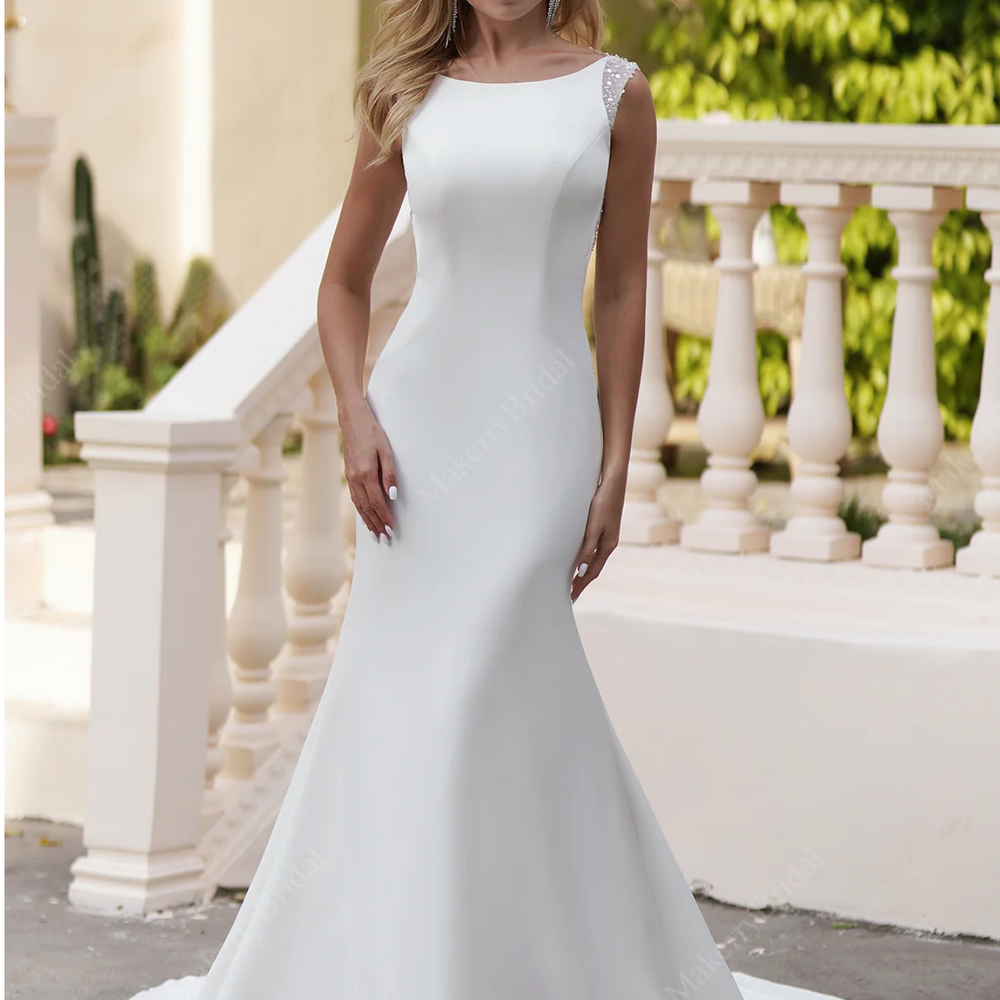 Wedding Dress Satin Backless Bridal Gown With Train Tulle Lux Bridal Company Wedding Dress Satin Backless Bridal Gown With Train Tulle Lux Bridal Company