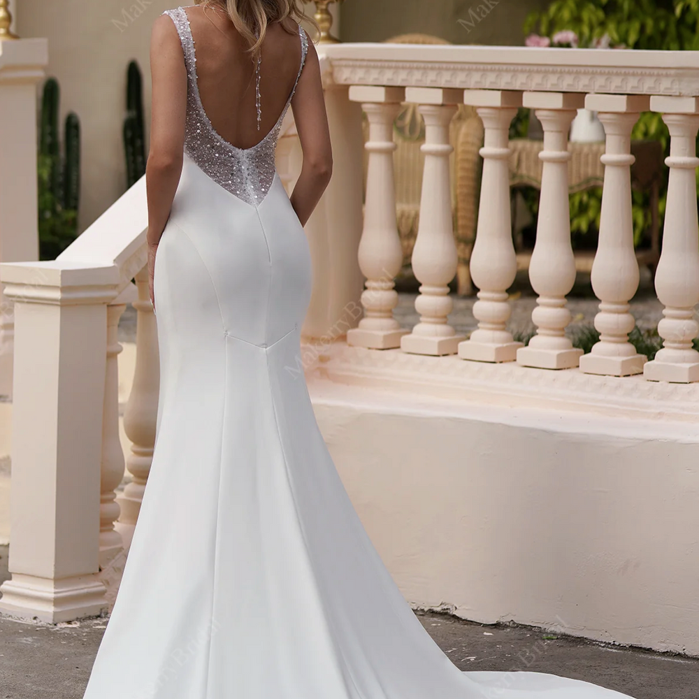 backless satin wedding dress Bridal Gown With Train Ivory / 14 Category_Plus Size Bridesmaid Dresses This KissProm mermaid backless “Smoke Gold” Birthday Blazer Size:Size 4
