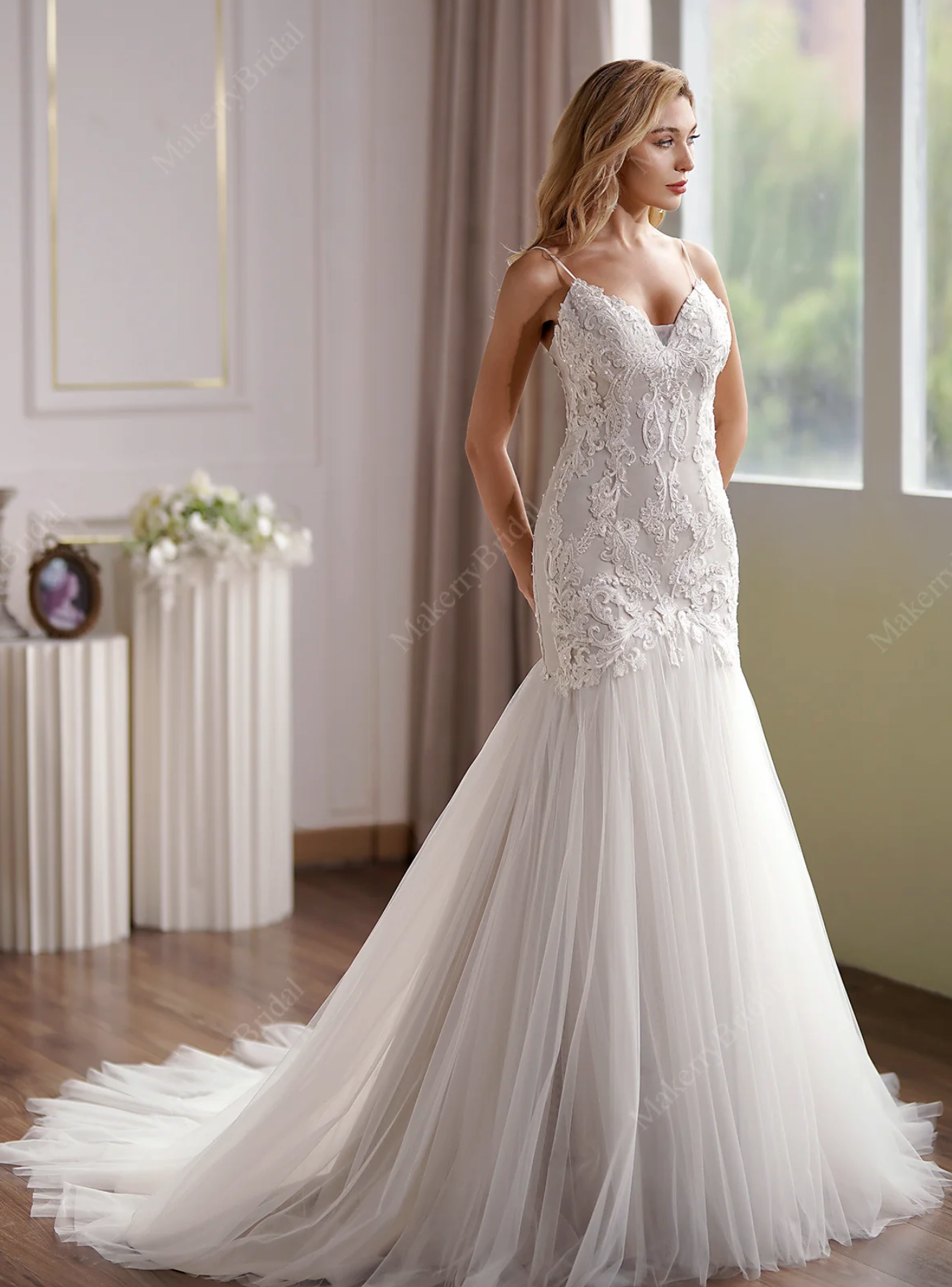 mermaid wedding dress with illusion back Lauren Elaine Oriana