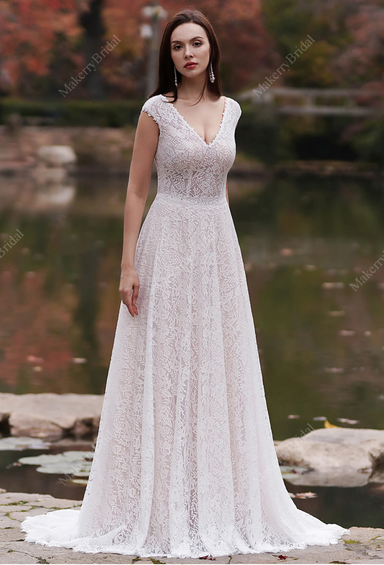 Wedding Dress Lace A Line Bridal Gown With Train