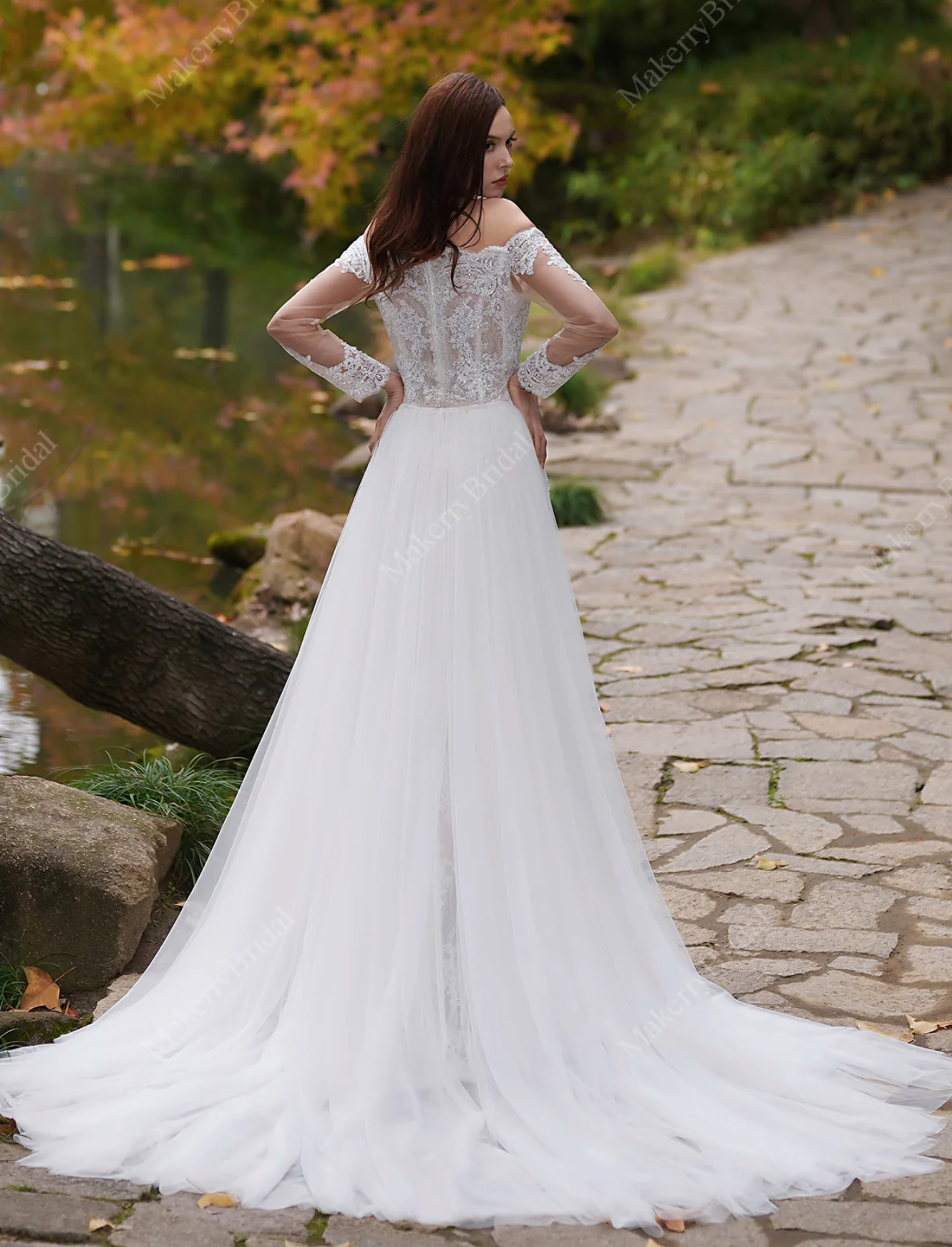 Wedding Dress Off The Shoulder Lace Bridal Gown With Train