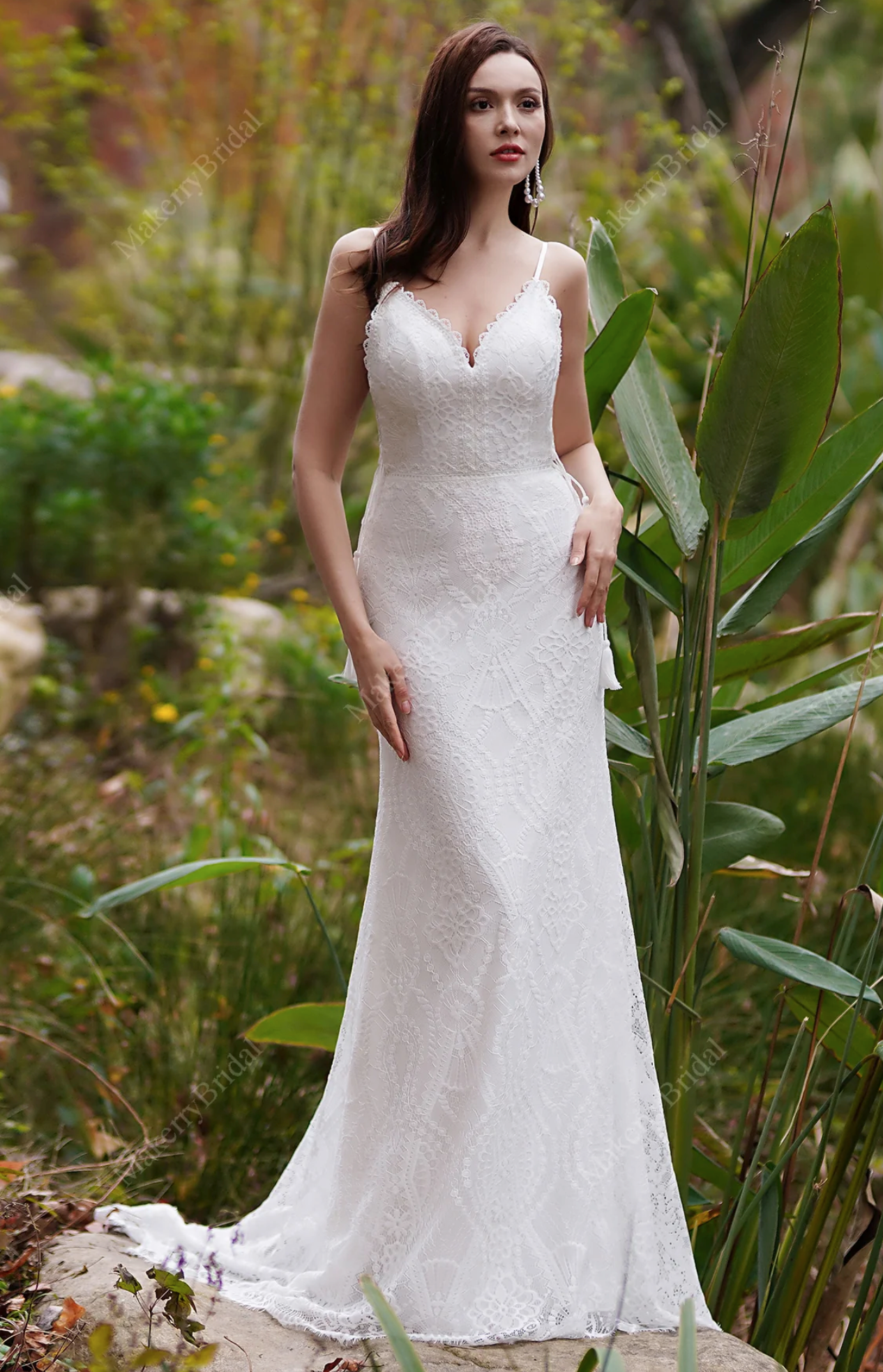 Wedding Dress Lace Bohemian Bridal Gown With Train