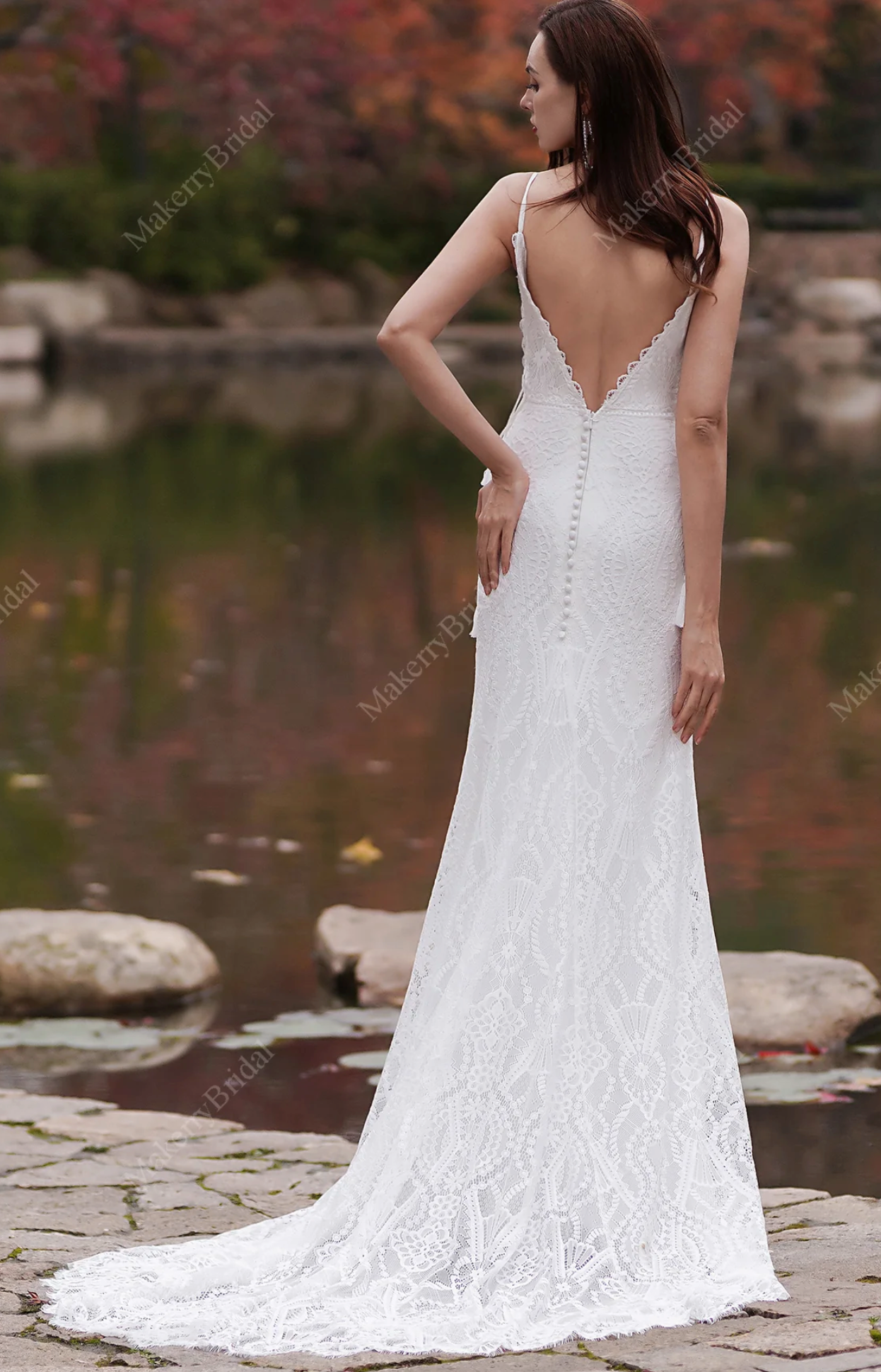 Wedding Dress Lace Bohemian Bridal Gown With Train