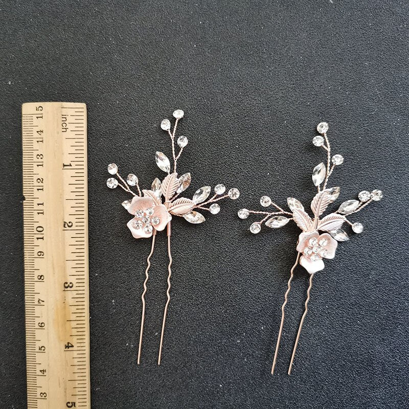 Bridal Hair Accessory Handmade Austrian Crystal Wedding Head Pins, Elevate your bridal look with our Handmade Golden Austrian Crystals