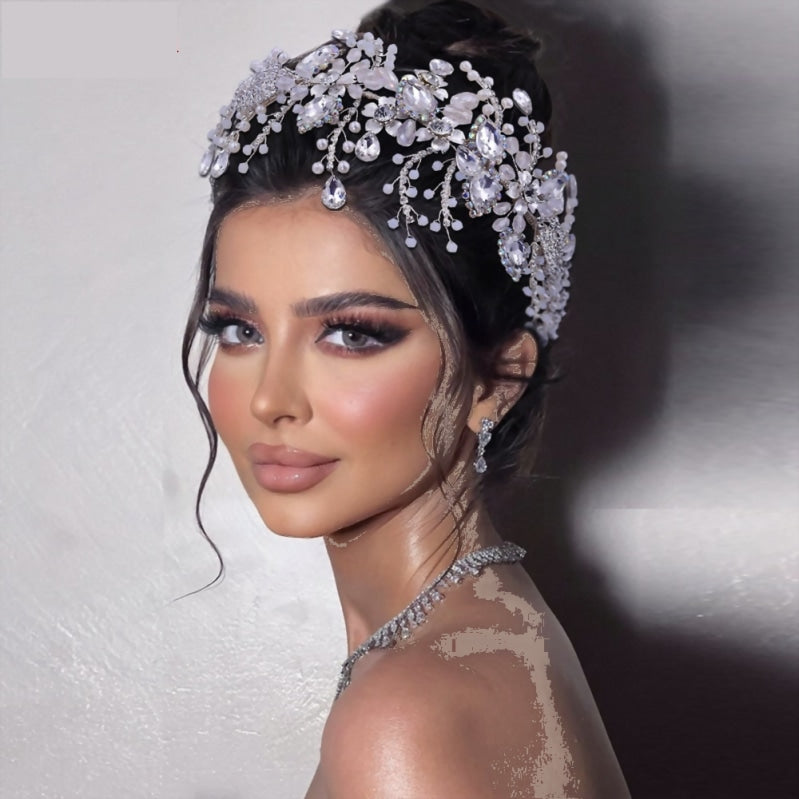 Bridal Headpiece Wedding Crown Hair Accessory Crystal Headdress, Transform into a glowing bride with this exquisite bridal headband,