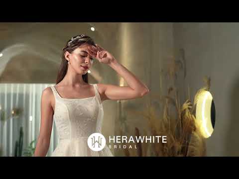 Vestido de novia princesa color nude rosa con escote cuadrado