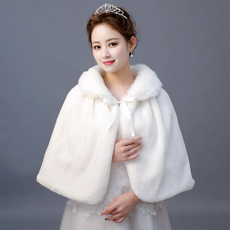 Bridal Faux Fur Wrap Elbow Length Wedding Accessory, Achieve sophistication and elegance with this Bridesmaid Faux Fur Elbow Length Shoulder Wrap