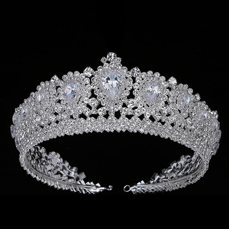Zirconia Crystal Wedding Tiara Bridal Crown Hair Accessory, transform into a regal bride with this breathtakingly beautiful cubic zirconia princess wedding crown.