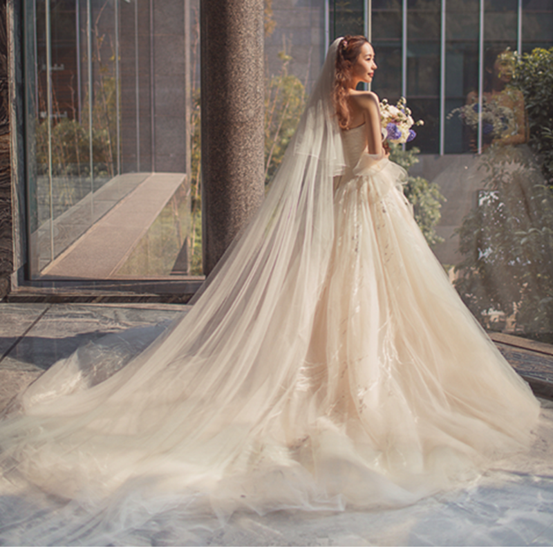 Wedding Veil Cathedral Length Cut Edge Bridal Accessory, Elevate your wedding look with our breathtaking Simple 3 Meter Cathedral Wedding Veil! 