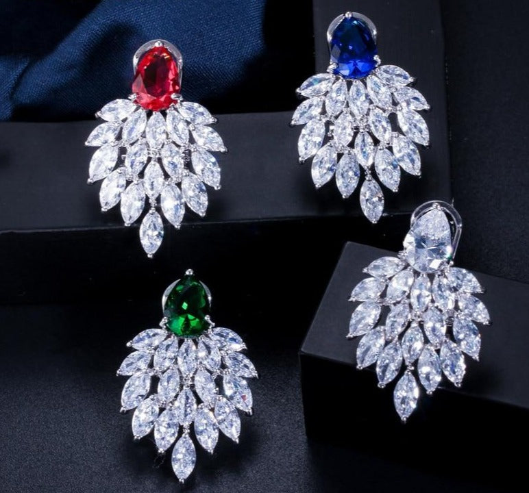 Cubic Zirconia Paved Wedding Earrings Drop Bridal Jewelry Accessory,  elevate your bridal look with these refined cubic zirconia drop earrings, f