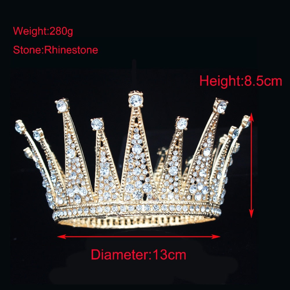 Pageant Crown Vintage Crystal Queen Tiara Hair Accessory, Indulge in the luxurious beauty of this exquisite Pageant Crown Vintage Crystal Queen Tiara