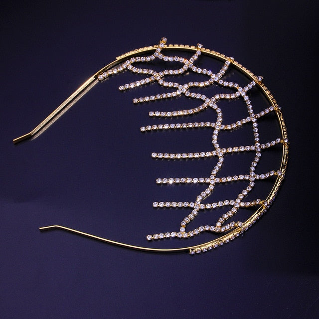 Bridal Headpiece Layered Crystal Head Chain Jewelry Hair Accessory, Don't miss out on the stunning geometric pattern of this head jewel chain,
