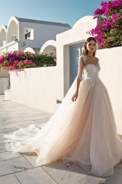 Tulle Plume Lace Wedding Gown Vestido De Noiva - TulleLux Bridal Crowns &  Accessories