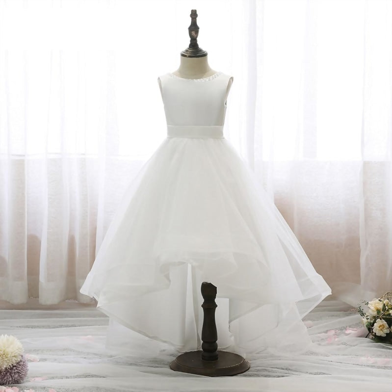 White Flower Girl First Communion Party Dress - TulleLux Bridal Crowns &  Accessories
