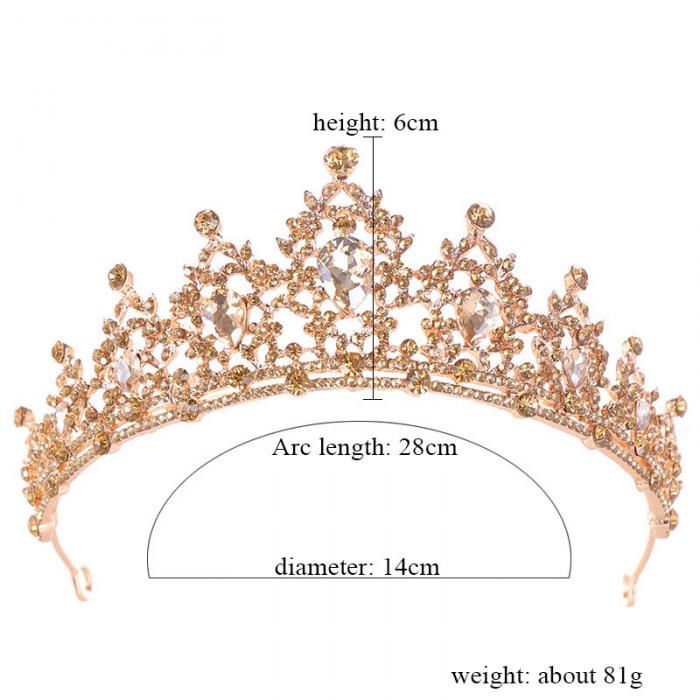 Crystal Princess Tiara Pageant Party Hair Accessory Crown, Make a statement with this stunning crystal tiara, available in vibrant champagne gold.