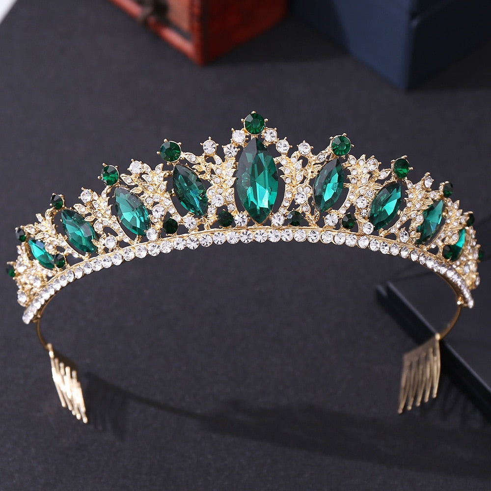 Pageant Crown Crystal Queen Tiara Hair Accessory, Indulge in regal elegance with our 5 exquisite Color Combinations Pageant Crown Crystal Queen Tiara 