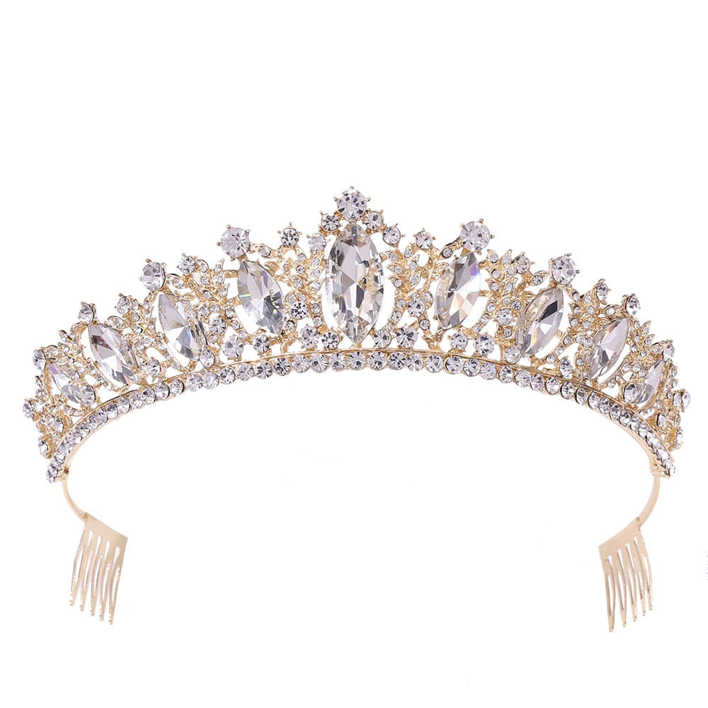 Pageant Crown Crystal Queen Tiara Hair Accessory, Indulge in regal elegance with our 5 exquisite Color Combinations Pageant Crown Crystal Queen Tiara 
