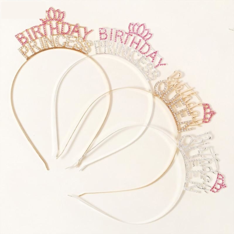 Crystal Birthday Party Tiara Crown Rhinestone Headbands for Women, Are you the Birthday Queen or Princess? Celebrate your special day with these fun party headbands