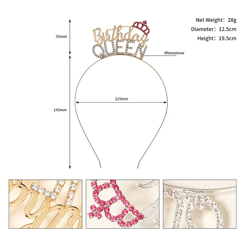 Crystal Birthday Party Tiara Crown Rhinestone Headbands for Women, Are you the Birthday Queen or Princess? Celebrate your special day with these fun party headbands