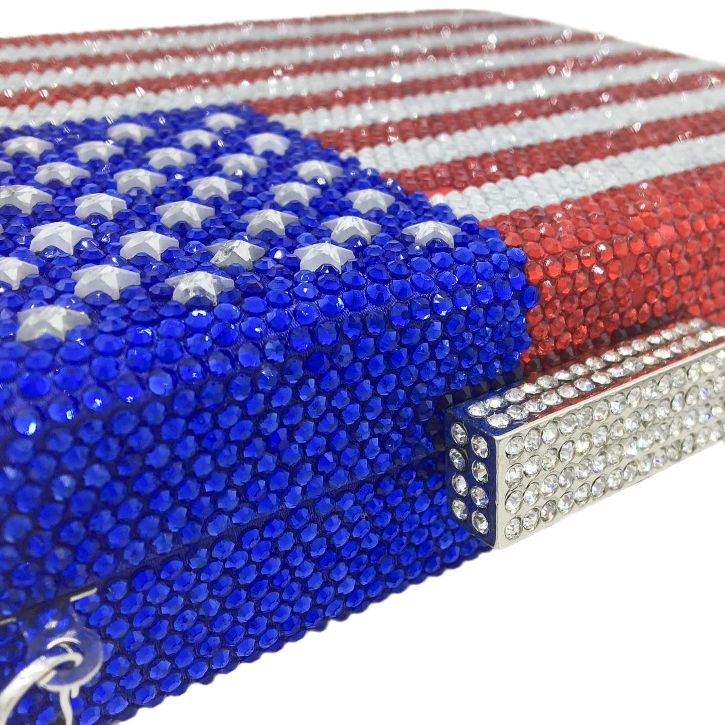Crystal Flag Mini Purse Boutique American Flag Novelty Evening Bag, Ladies, embrace your star-spangled style with this stunning crystal-beaded small clutch