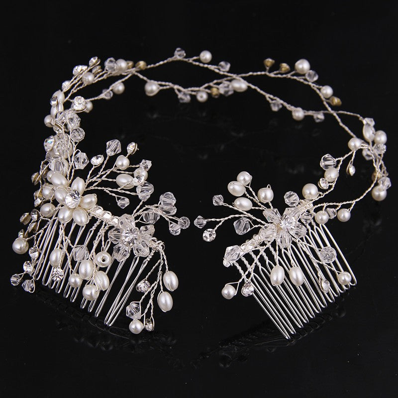 Bridal Hair Comb Pearl Crystal Wedding Day Hair Accessory, perfect bridal accessory for your wedding day up-do hairstyle featuring faux pearl bead and crystal for that extra sparkle