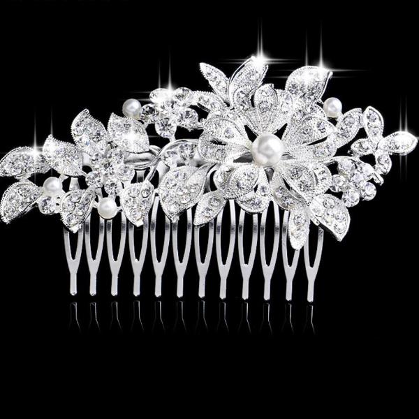 Bridal Hair Comb Wedding Day Crystal Hair Accessory, complete your bridal attire with this sparkling wedding day hair comb, metal with crystal decoration. 