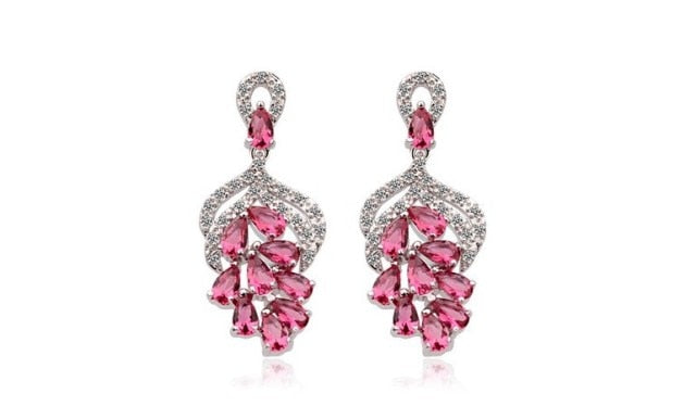 Micro Pave Crystal Party Earrings Evening Event Jewelry Accessory, High quality fine cut cubic zirconia ladies earrings featuring four brilliant crystal 