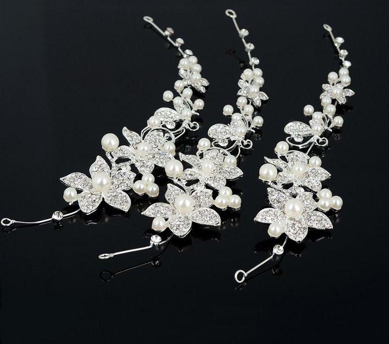 Bridal Headpiece Simulated Pearl Crystal Flower Wedding Hair Accessory, sparkling wedding day hair accessory for your big day and a keepsake to wear to future special events.